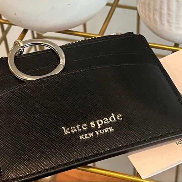 Kate Spade Black Card Wallet with Silver Key Ring NWOT - Picture 4 of 5